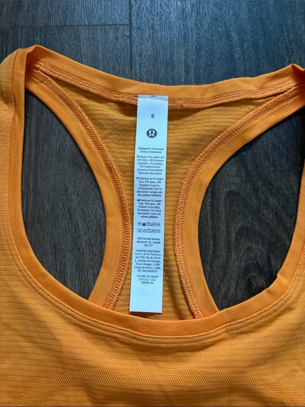 Swiftly Tech Racerback Tank Top 2.0 Waist Length - Citrus